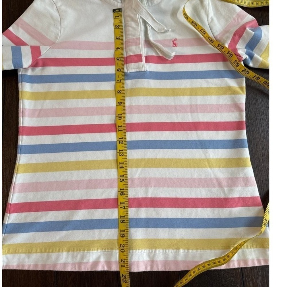 Joules Saunton Striped Funnel Neck Sweatshirt Womens 10 Pink Blue Yellow White - Picture 4 of 7